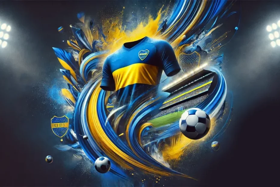 Imagem abstrata em azul e ouro, representando a energia e o orgulho do Boca Juniors